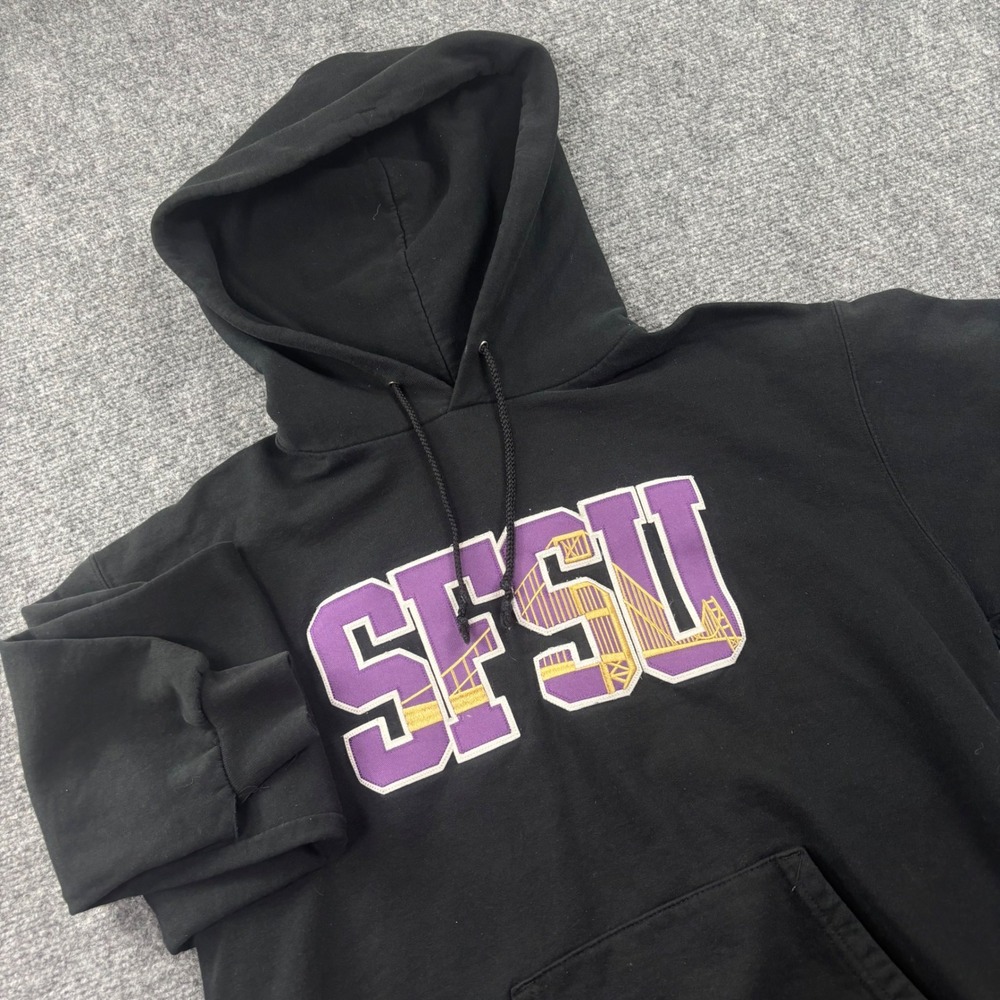 Champion Hoodie Medium Black SFSU Graphic Pullover Womens